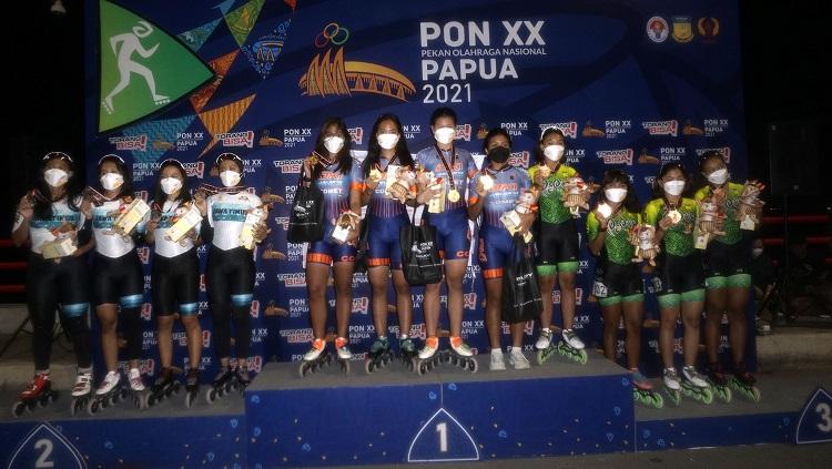 Kontingen DKI Jakarta mencatatkan hasil fantastis di cabang olahraga sepatu roda Pekan Olahraga Nasional (PON) XX Papua dengan meraup 13 medali emas. - INDOSPORT