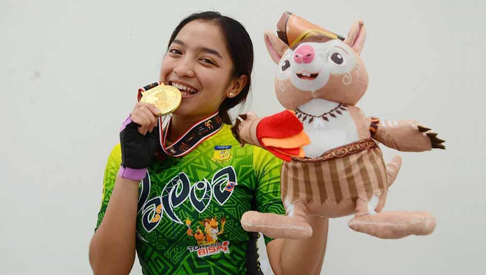 Atlet sepatu roda putri Papua, Dhinda Salsabila yang meraih 1 medali emas, 1 perak dan 1 perunggu di PON XX.
