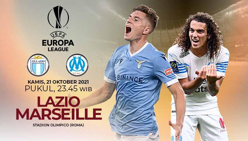 Prediksi pertandingan matchday ketiga Liga Europa 2021/2022 Grup E antara Lazio vs Olympique Marseille yang digelar pada Kamis (21/10/21) pukul 23.45 WIB.