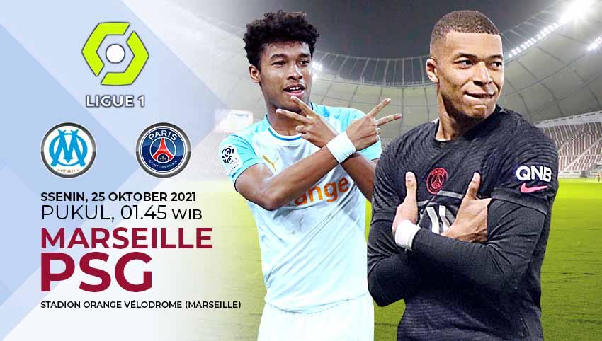 Berikut prediksi pertandingan Ligue 1 Prancis yang akan mempertemukan Marseille vs PSG, Senin (25/10/21) dini hari WIB. - INDOSPORT