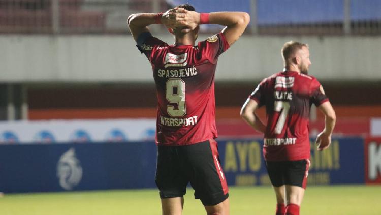 Bali United vs Bhayangkara FC di Stadion Maguwoharjo Sleman (kekecewaan Spasojevic)