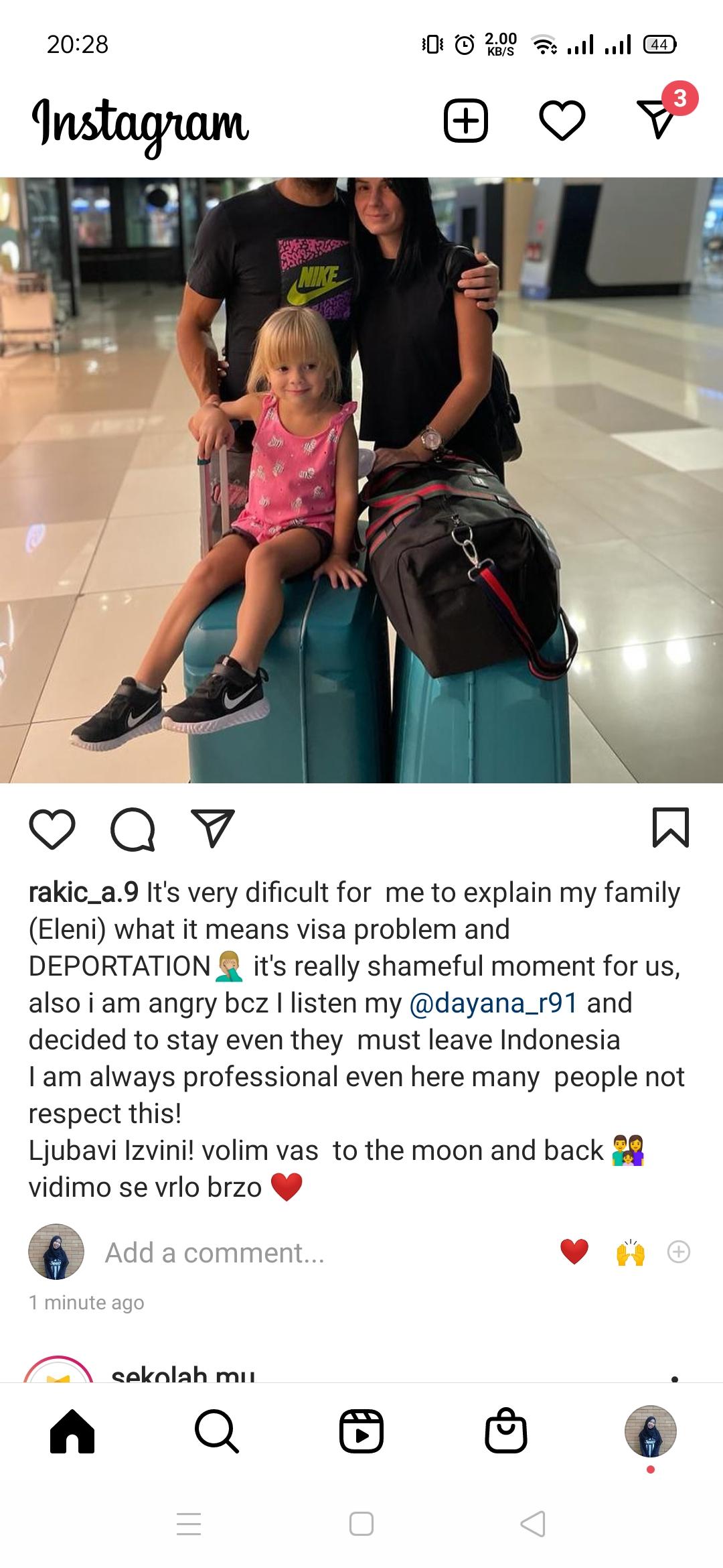 Striker asing Barito Putera, Aleksandar Rakic, sempat curhat di media sosial. Copyright: Instagram