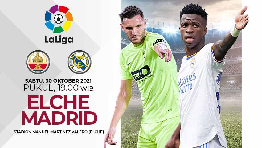 Berikut tersaji prediksi pertandigan antara Elche vs Real Madrid di lanjutan Liga Spanyo 2021/22, Sabtu (30/10/2021) pukul 19.00 WIB. - INDOSPORT