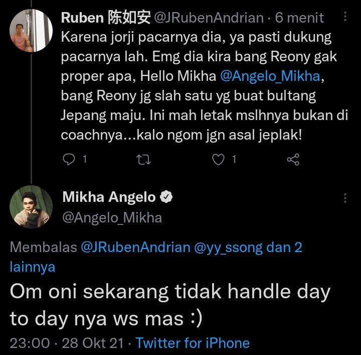 Tweet yang diduga Mikha Angelo bongkar fakta sang pelatih Gregoria Mariska. Copyright: Twitter