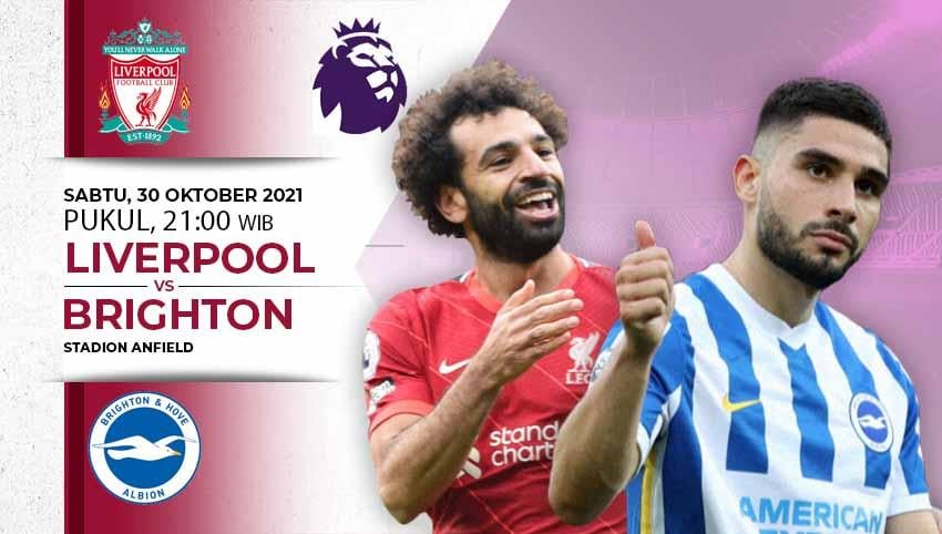 Link live streaming pertandingan pekan kesepuluh Liga Inggris 2021/2022 antara Liverpool vs Brighton and Hove Albion pada Sabtu (30/10/2021) pukul 21.00 WIB. - INDOSPORT