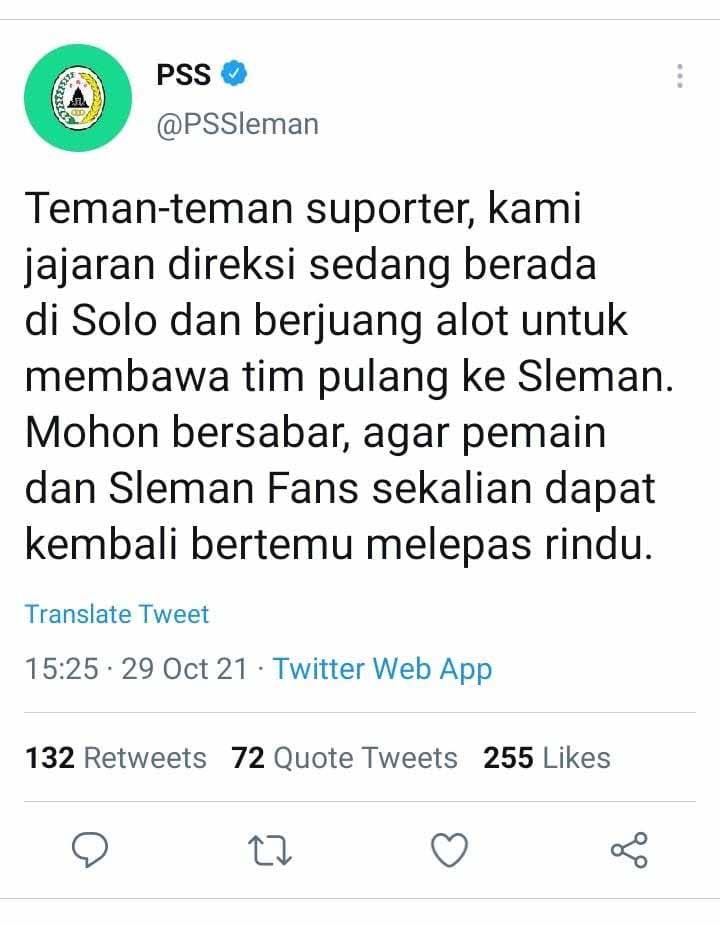 Tak Jadi Pindah Homebase, Direksi Anyar PSS Kesulitan Pulangkan Skuat ke Sleman Copyright: PSS Sleman