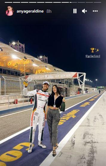 Anya Geraldine temani Sean Gelael balapan di WEC Bahrain Copyright: instagram.com/stories/anyageraldine