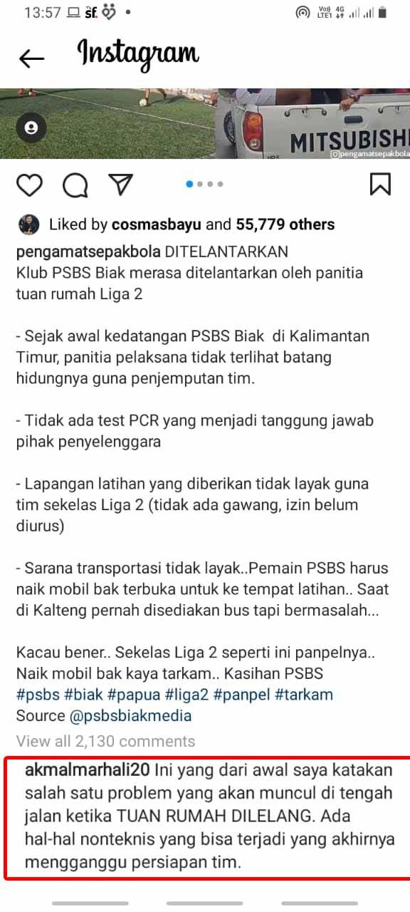 Akmal Marhali Tanggapi Nasib PSBS Biak yang Ditelantarkan Panpel Liga 2 Copyright: Instagram