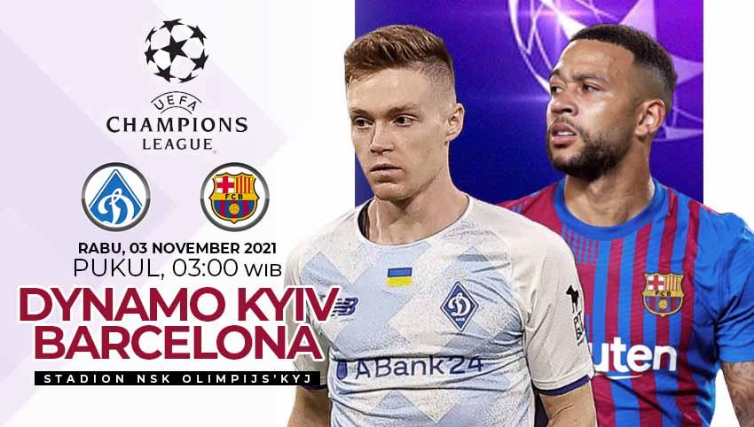 Link live streaming pertandingan matchday keempat Grup E Liga Champions antara Dynamo Kiev vs Barcelona yang akan digelar hari Rabu (03/11/21) dini hari WIB.