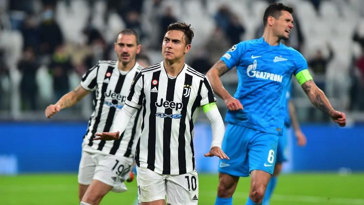 Selebrasi gol Paulo Dybala pasca menjebol gawang Zenit St Petersburg, Rabu (03/11/21).
