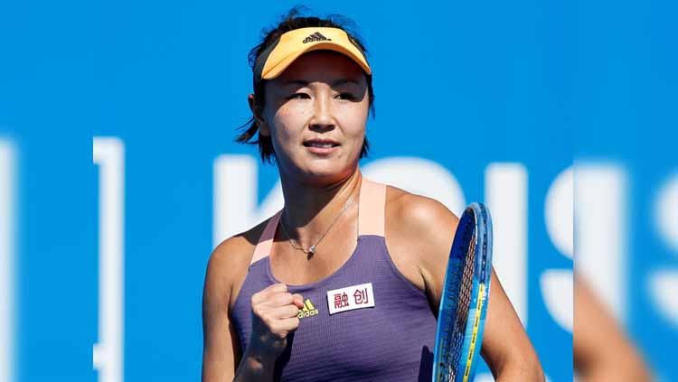 Peng Shuai pada pertandingan WTA Shenzhen Open 2020 melakukan selebrasi usai melawan Ekaterina Alexandrova.