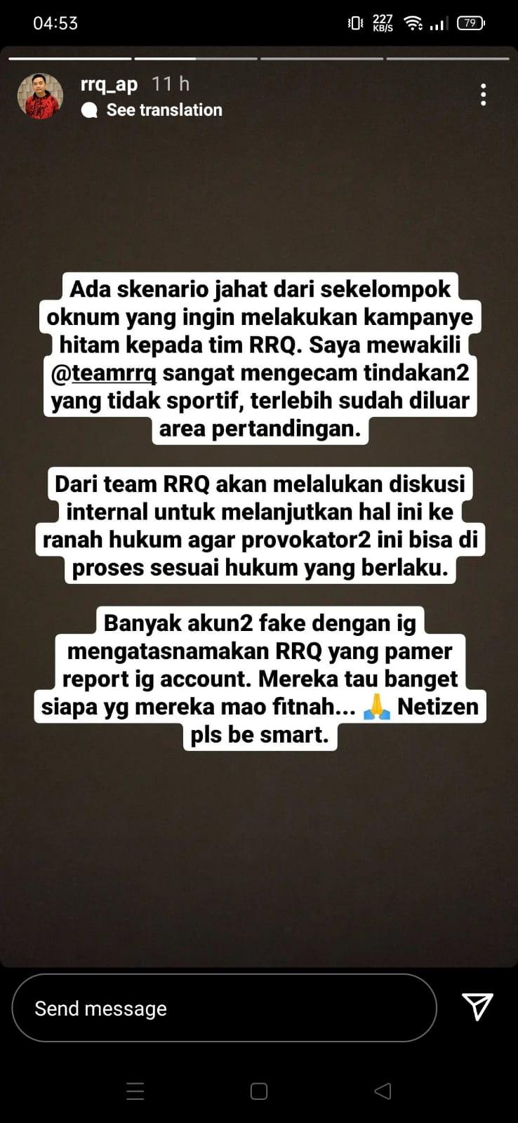 CEO RRQ, Andrian Pauline murka di media sosial Copyright: Instagram @rrq.ap