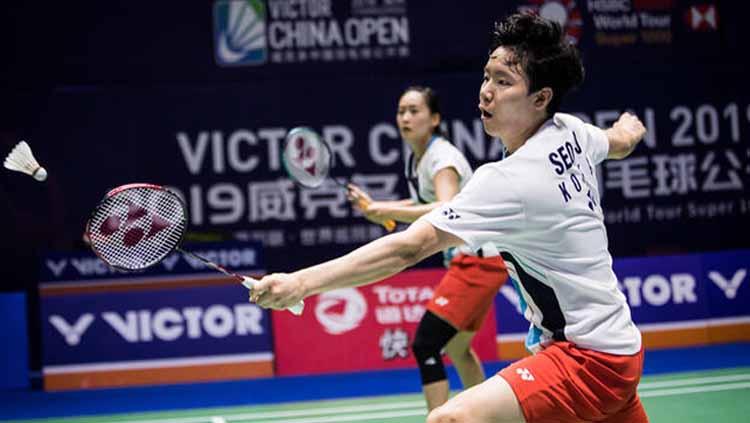 Pasangan paling hoki dalam gelaran Indonesia Masters 2022, Seo Seung Jae/Chae Yu Jung, lolos ke perempat final tanpa harus mengeluarkan keringat. - INDOSPORT