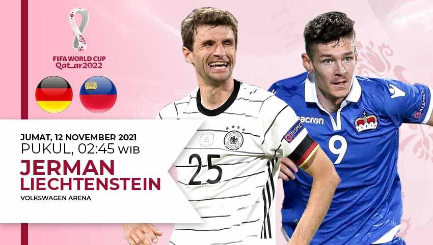 Berikut link live streaming pertandingan kualifikasi Piala Dunia 2022 antara Jerman vs Leichtenstein di Stadion VW Arena pada Jumat (12/11/21) pukul 02.45 WIB.