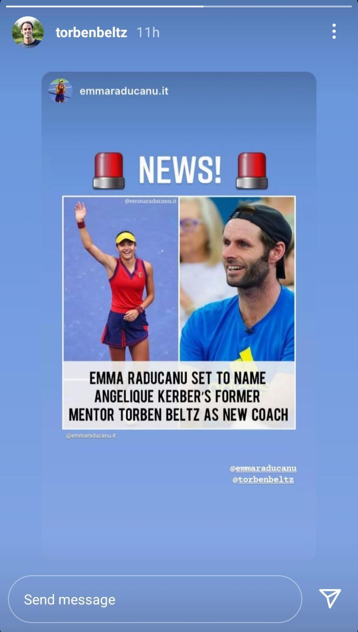 Torben Beltz pelatih baru Emma Raducanu. Copyright: instagram.com/torbenbeltz/