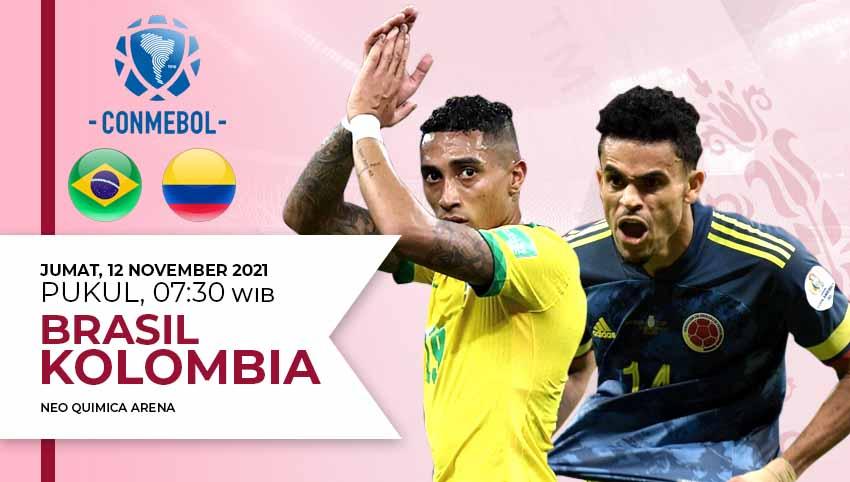 Prediksi pertandingan matchday ke-13 kualifikasi Piala Dunia 2022 zona Amerika Selatan antara Brasil vs Kolombia yang pada Jumat (12/11/21) pukul 07.30 WIB. - INDOSPORT