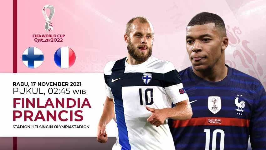 Berikut link live streaming Kualifikasi Piala Dunia 2022, antara Finlandia vs Prancis, Rabu (17/11/21) pukul 02.45 WIB.