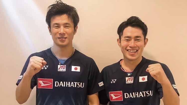 Indosport - Pebulutangkis ganda putra Jepang, Takuro Hoki/Yugo Kobayashi saat berada di Bali.