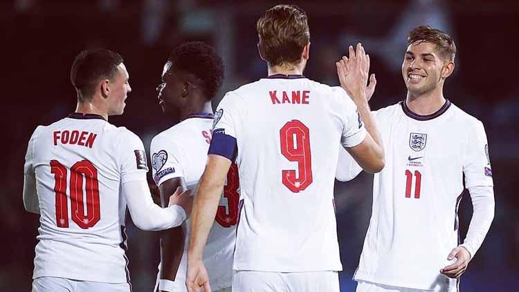 Pemain timnas Inggris melakukan selebrasi melawan San Marino dalam pertandingan Kualifikasi Piala Dunia 2022. - INDOSPORT