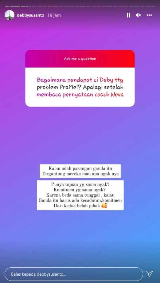 Komentar PraMel. Copyright: Instastory@debbysusanto