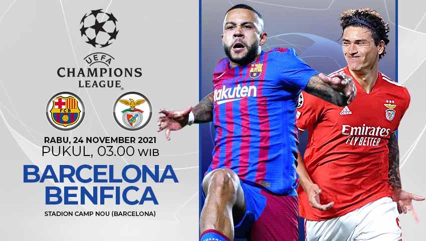 Berikut link live streaming pertandingan lanjutan pekan kelima fase Grup E Liga Champions Eropa musim 2021-2022 antara Barcelona vs Benfica. - INDOSPORT