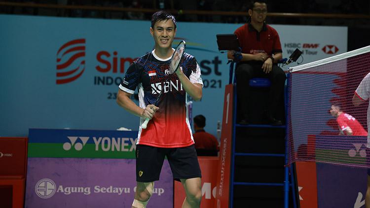 Tunggal putra Indonesia, Shesar Hiren Rhustavito, senang bisa mengalahkan pemain Thailand, Sitthikom Thammasin, di babak pertama Indonesia Open 2021