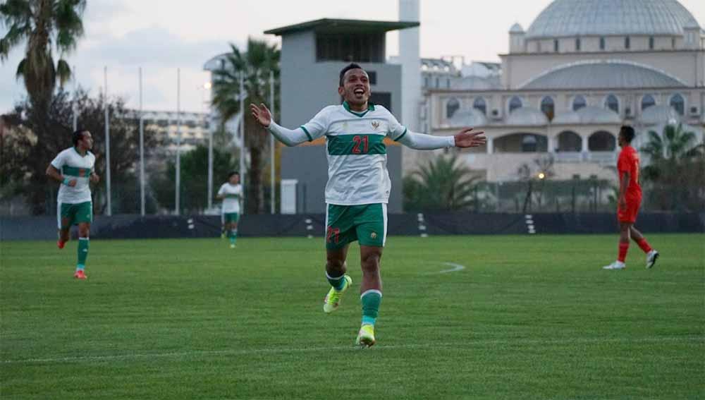 Winger Timnas Indonesia, Irfan Jaya tampil bagus saat uji coba lawan Myanmar, Kamis (25/11/21) di Turki.