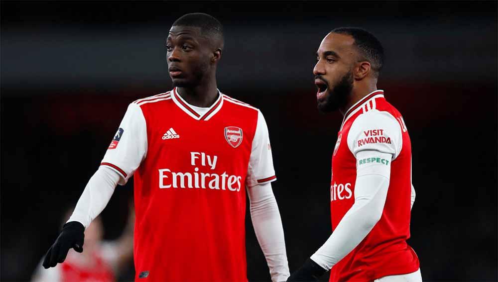 Alexandre Lacazette dan Nicolas Pepe, pemain Arsenal.