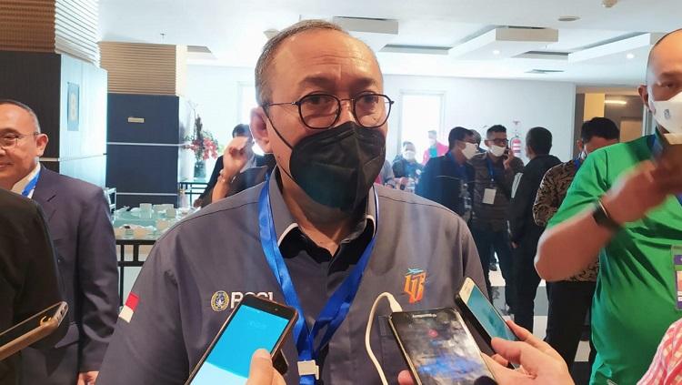 Direktur PT LIB, Akhmad Hadian Lukita saat Kongres Luar Biasa (KLB) Asprov PSSI Jabar di Golden Flower Hotel, Kota Bandung, Sabtu (27/11/21).