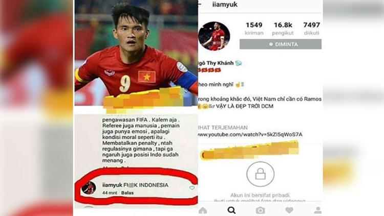 Tangkapan layar komentar Le Cong Vinh yang menghina Indonesia Copyright: @Instagram/Tangkapan layar