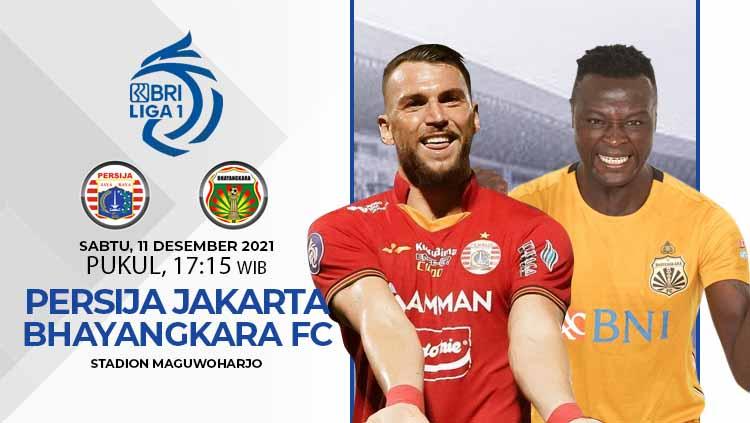 Prediksi Persija Jakarta vs Bhayangkara FC pada pekan ke-17 Liga 1 2021/2022 di Stadion Maguwoharjo, Sleman, Sabtu (11/12/21). - INDOSPORT