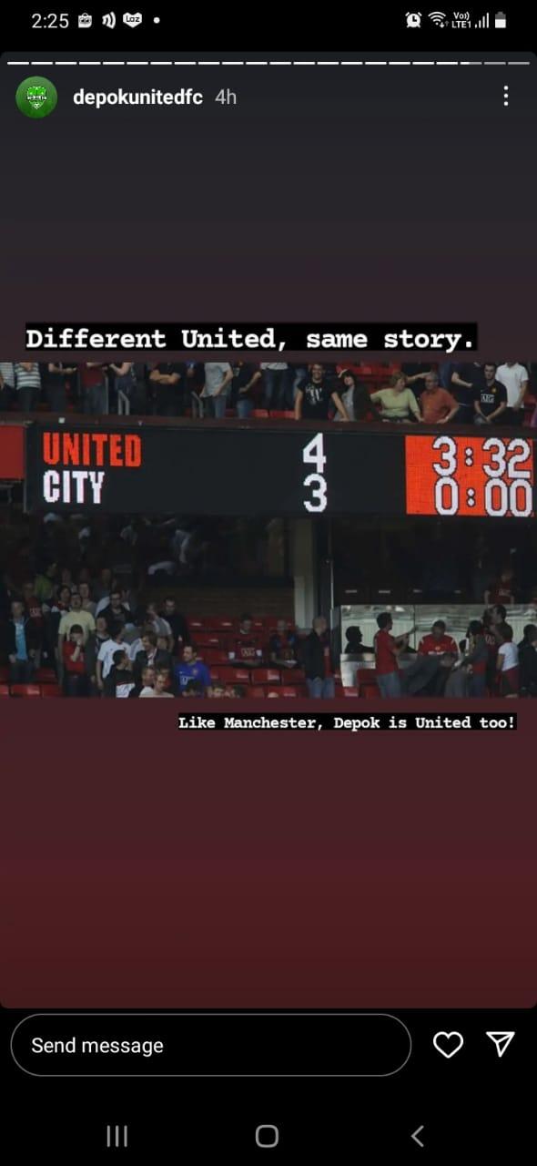 Meme kemenangan Depok United FC atas Depok City di Liga 3. Copyright: Instagram
