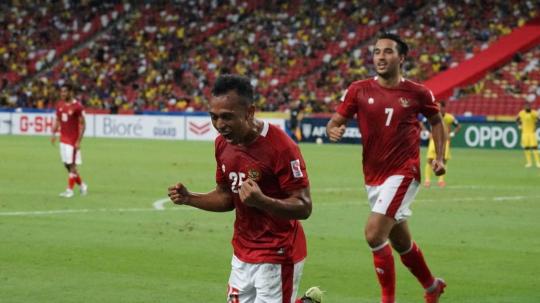 Timnas Indonesia merayakan gol ke gawang Malaysia di laga Grup B Piala AFF, Minggu (19/12/21).