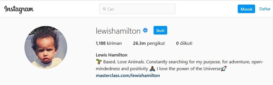 Lewis Hamilton unfollow semua following akun Instagram-nya Copyright: Instagram/@lewishamilton