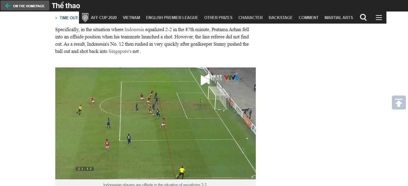 Artikel media Vietnam, Soha, yang menyebut proses gol Indonesia yang dicetak Pratama Arhan berbau offside. Copyright: soha.vn