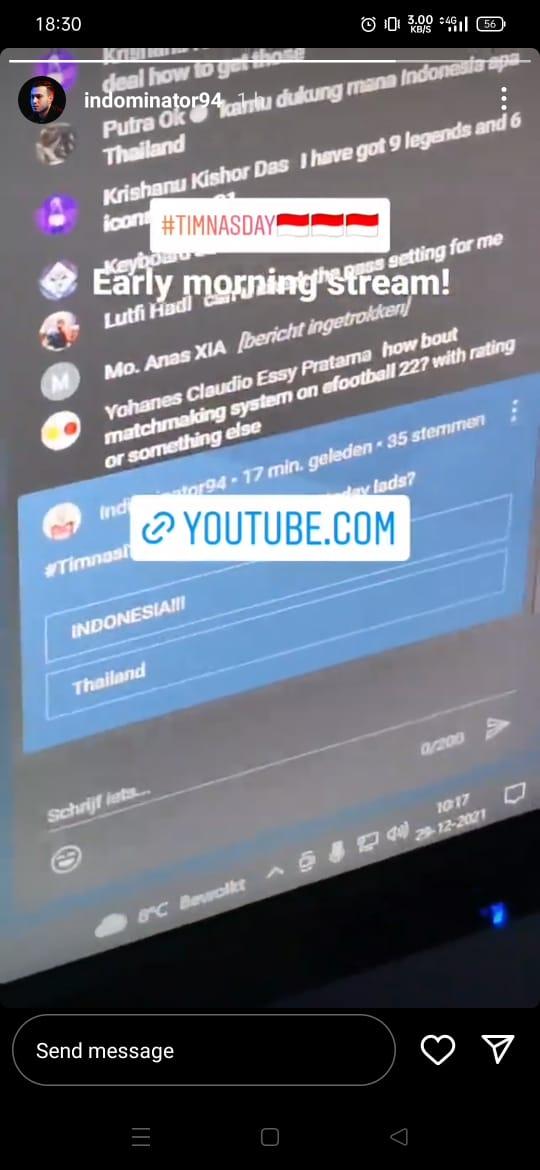 Pemain eSports Arsenal, Indomiantor mendukung Timnas Indonesia di Piala AFF 2020. Copyright: Instagram @indominator94