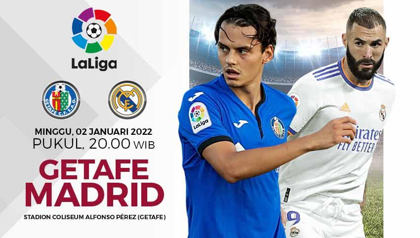 Berikut adalah prediksi pertandingan Liga Spanyol 2021-22 antara Getafe vs Real Madrid, Minggu (02/01/22). - INDOSPORT