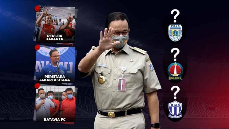 Gubernur DKI Jakarta, Anies Baswedan ingin mendukung sepak bola di ibukota. Sudah ada tiga klub yang resmi mendapat dukungan, namun tiga lainnya belum - INDOSPORT