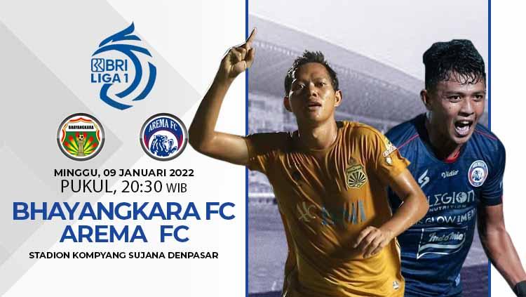 Prediksi Bhayangkara FC vs Arema FC pada pekan ke-18 Liga 1 di Stadion Kompyang Sujana Denpasar, Minggu (09/01/22). - INDOSPORT