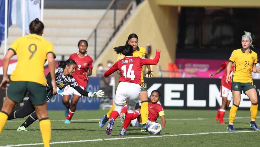 Pertandingan antara Australia vs Timnas Indonesia di Asian Cup Women India 2022. Foto: PSSI - INDOSPORT