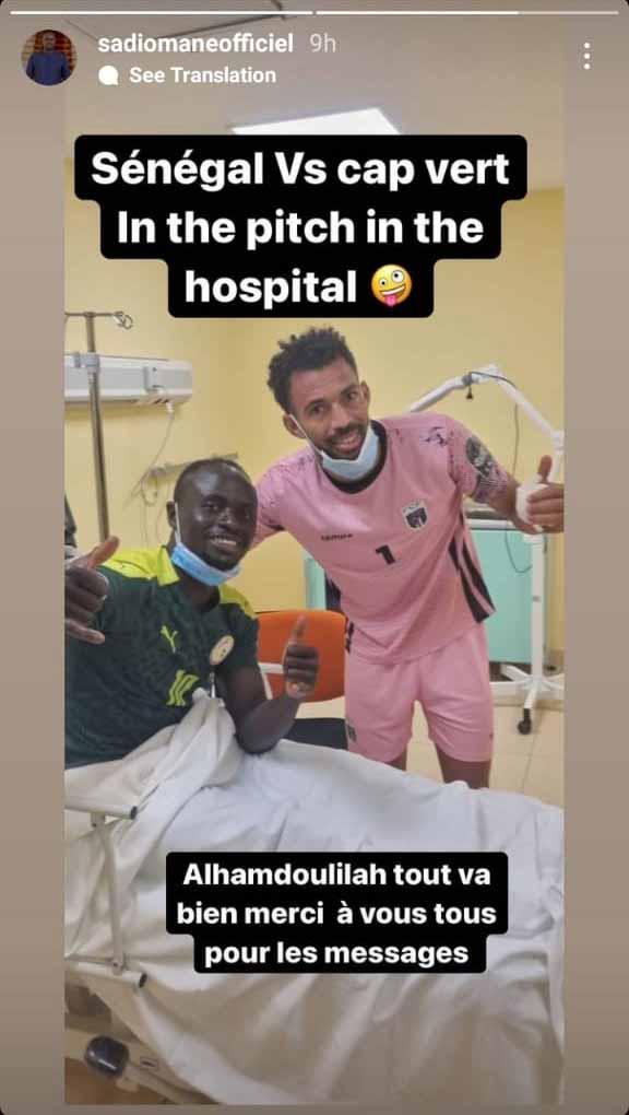 Kondisi terkini Sadio Mane usai alami cedera kepala saat bela Senegal di Piala Afrika. Foto: Instastory@sadiomaneofficiel Copyright: Instastory@sadiomaneofficiel