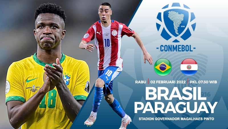 Prediksi matchday 16 kualifikasi Piala Dunia 2022 zona Amerika Selatan antara Brasil vs Paraguay yang akan digelar pada Rabu (02/02/22) pukul 07.30 WIB.. Foto: Instagram@vinijr/miguel_almiron - INDOSPORT