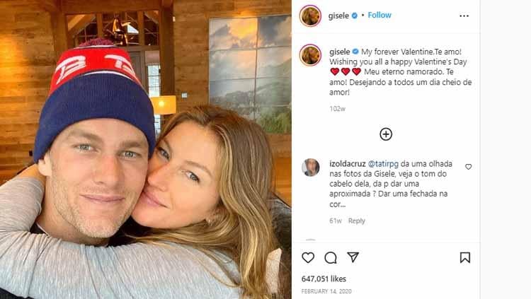 Aktris Gisele Bundchen akhirnya muncul dan buka suara usai sang suami, Tom Brady memutuskan untuk pensiun sebagai atlet NFL. - INDOSPORT
