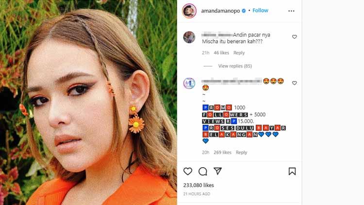 Artis pegiat olahraga, Amanda Manopo, pamer body goals di instagram, namun netizen malah pada salah fokus dengan tato bergambar pistol kecil di punggungnya. - INDOSPORT