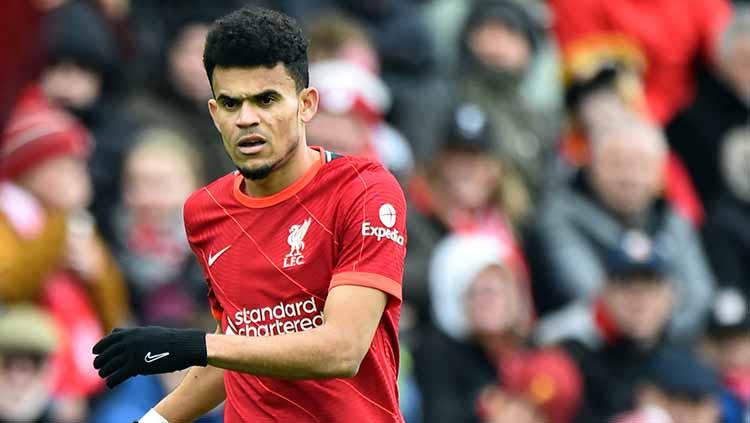 Luis Diaz pada laga Piala FA saat melawan Cardiff City di Anfield pada Minggu (06/02/22) kemarin. FOTO