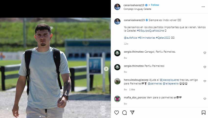 Klub Liga Italia, AC Milan, dikabarkan tengah berminat untuk memboyong striker muda dari klub Penarol, Agustin Alvarez, pada bursa transfer musim panas ini. Foto: Instagram@canarioalvarez19 - INDOSPORT