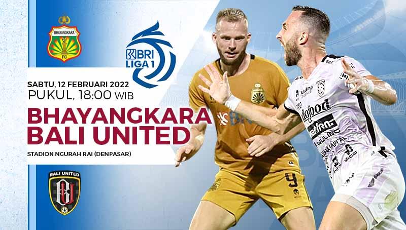 Prediksi pertandingan pekan ke-24 Liga 1 2021/2022 antara Bhayangkara FC melawan Bali United di Stadion Ngurah Rai, Denpasar, Sabtu (12/02/22). - INDOSPORT