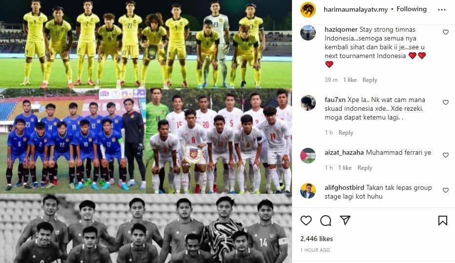 Komentar suporter Timnas Malaysia. Foto: Instagram@harimaumalayatv.my Copyright: Instagram@harimaumalayatv.my