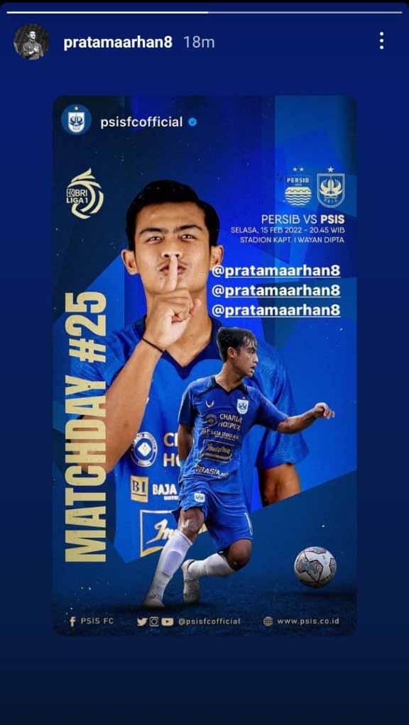 Pratama Arhan jelang PSIS vs Persib. Copyright: Pratamaarhan8