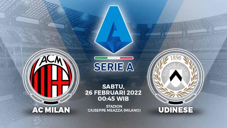 Pertandingan antara AC Milan vs Udinese (Serie A Italia).